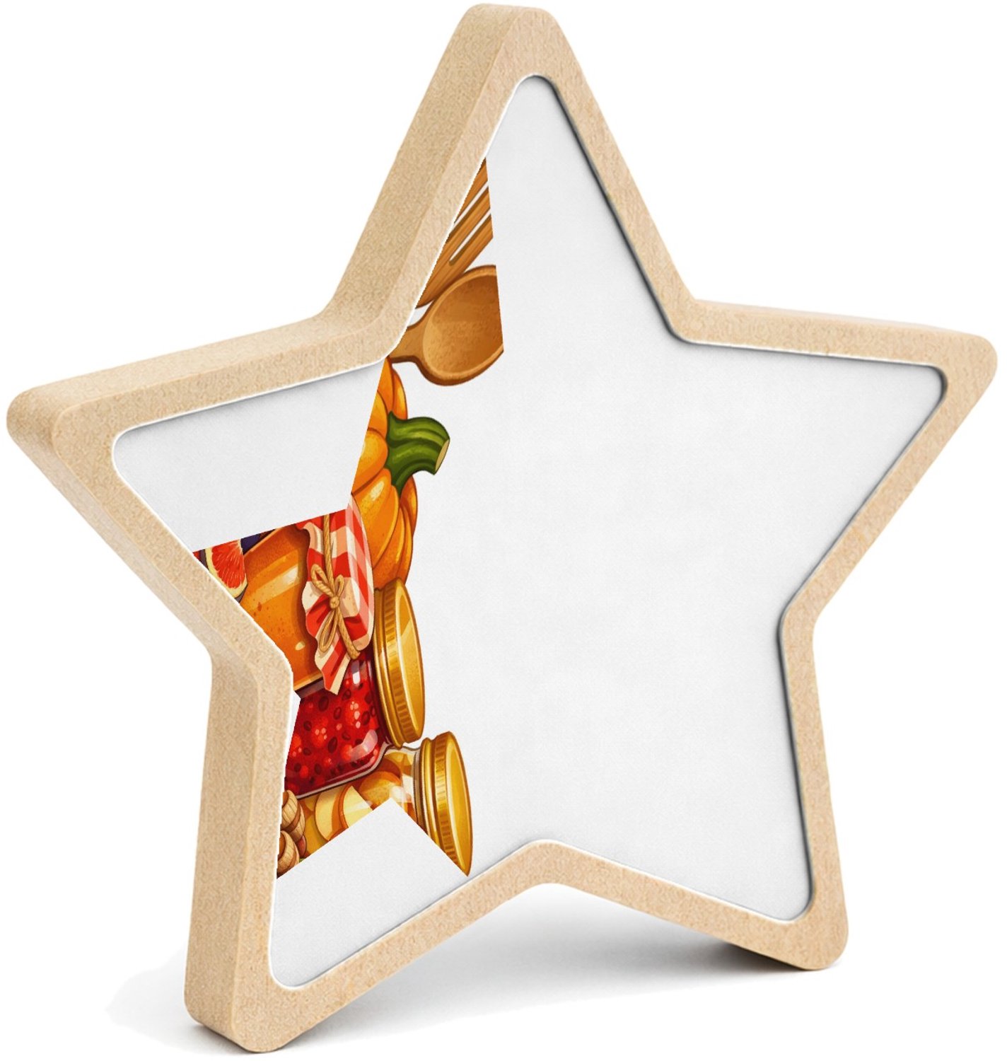 Mr Cadeautjes MDF fotolijst ster 14 x 13,5 - design Een speels retro-voedselbeeld met een grote kopregel en een | cadeau Wit