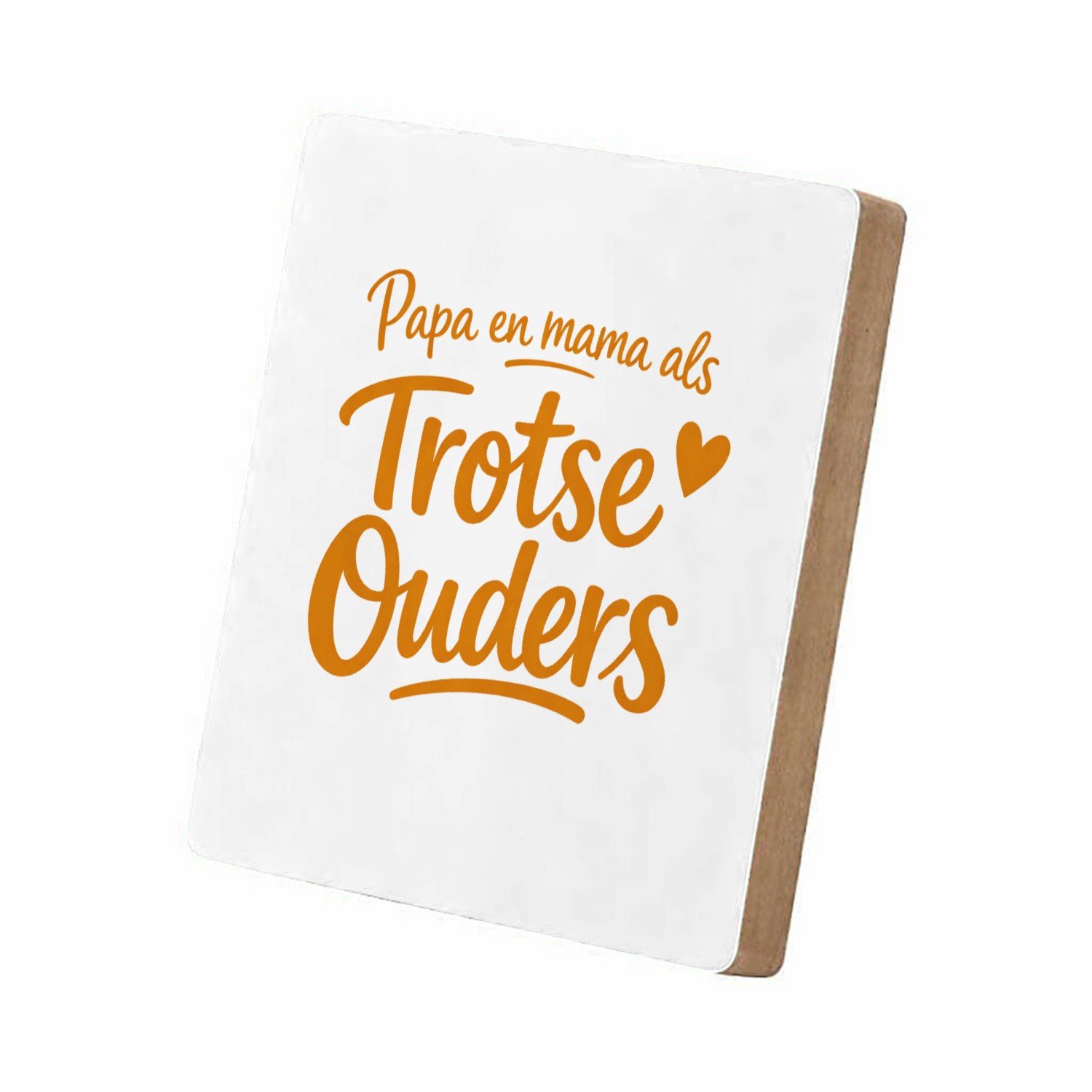Mr Cadeautjes MDF staande fotolijst 15,2 x 15,2 - design Een speelse kraamcadeau-tekst met een enkel minimalistisch s | cadeau Wit