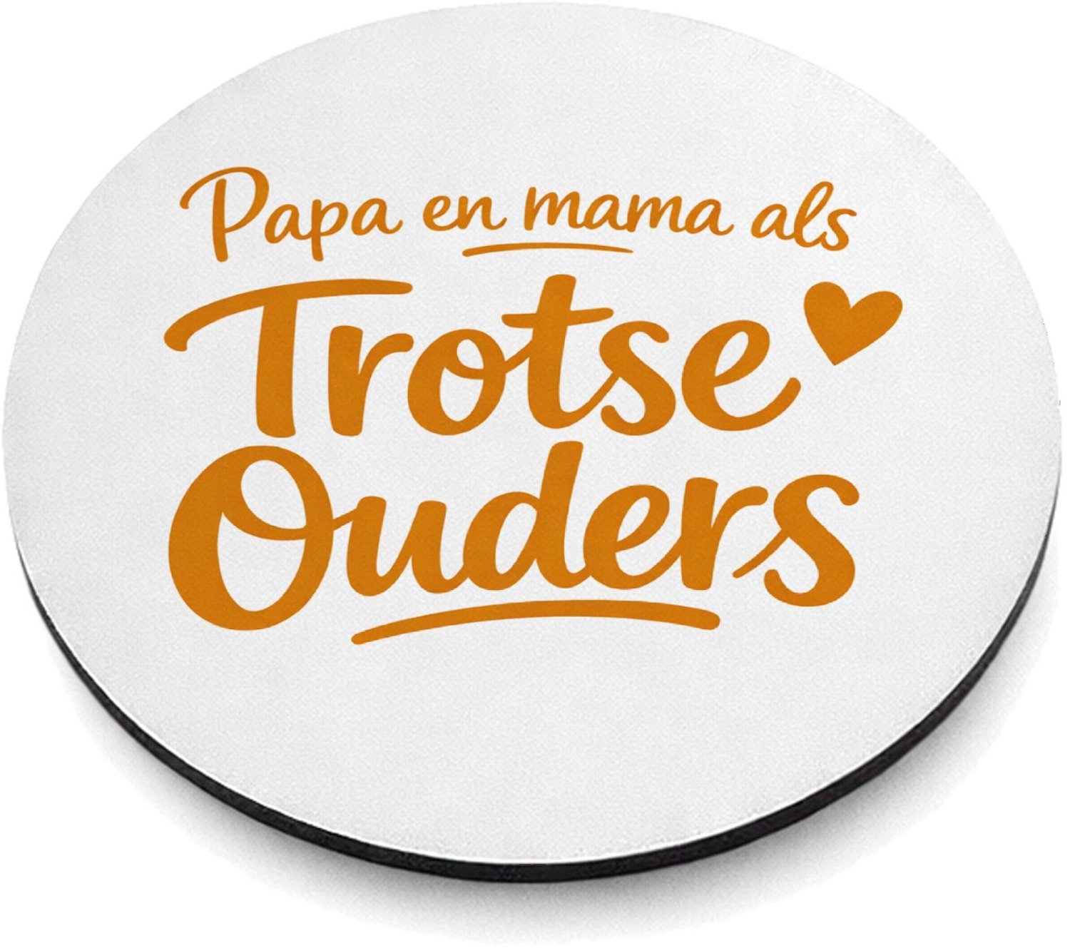 Mr Cadeautjes MDF magnetische fotolijst rond Ø 9,5 - design Een speelse kraamcadeau-tekst met een enkel minimalistisch s | cadeau Wit