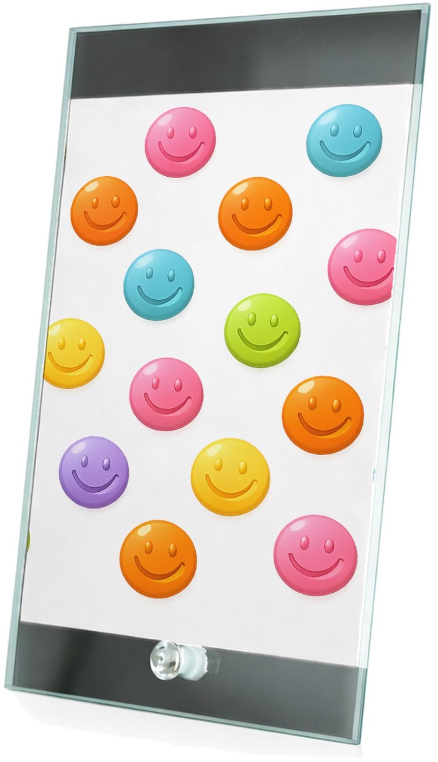 Mr Cadeautjes Glasframe 15 x 23 - design Een set van ronde fruit-icoontjes met glimlachende gezichten | cadeau Wit