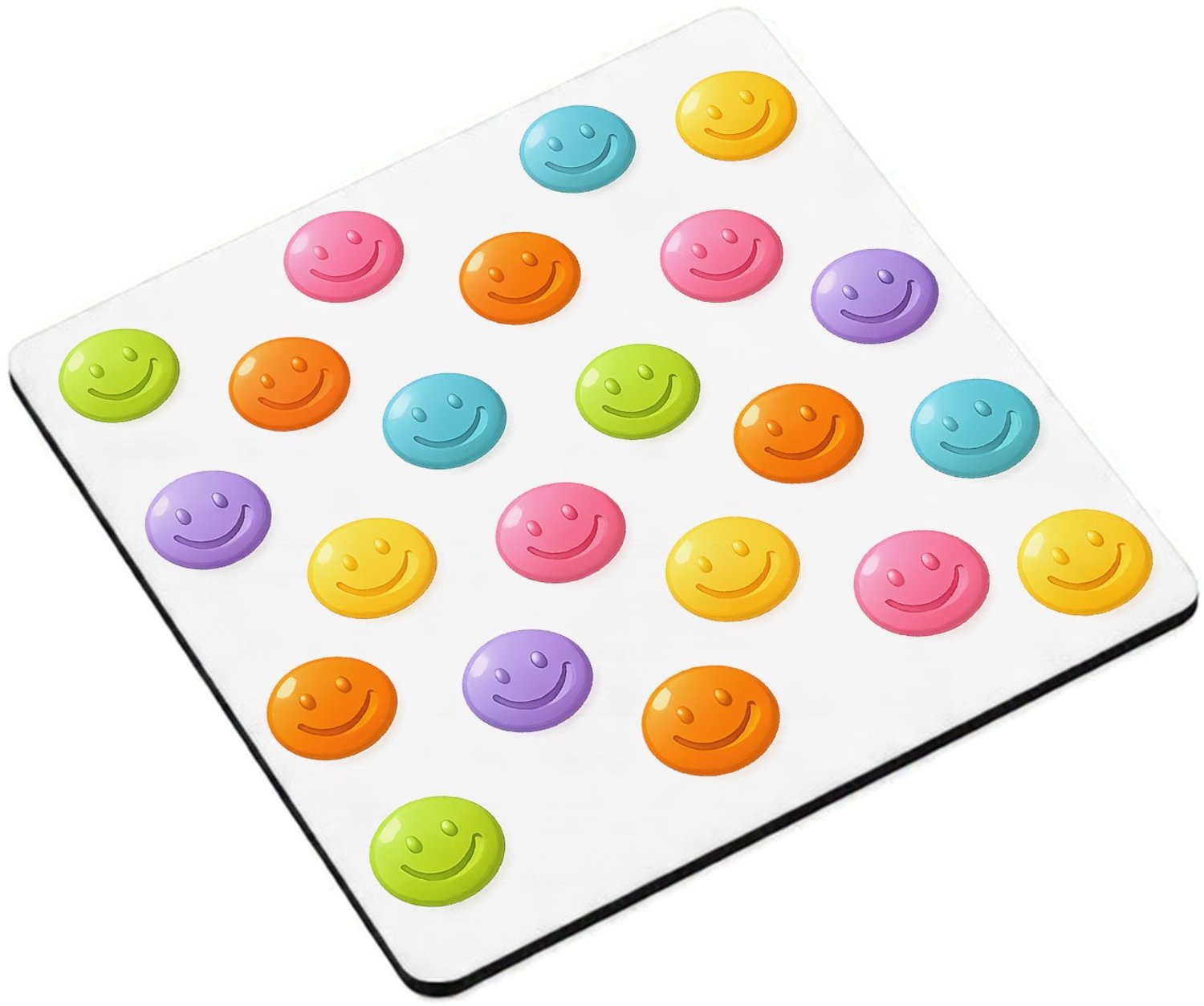 Mr Cadeautjes MDF magnetische fotolijst vierkant 9,5 - design Een set van ronde fruit-icoontjes met glimlachende gezichten | cadeau Wit