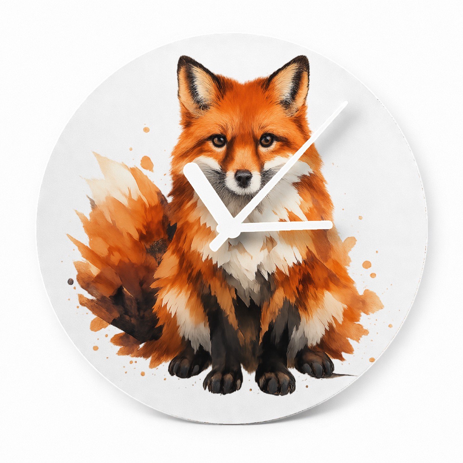 Mr Cadeautjes Glazen klok Ø 20 - design Een groot, sfeervol bosdier met verfspatten en veel witruimt | cadeau