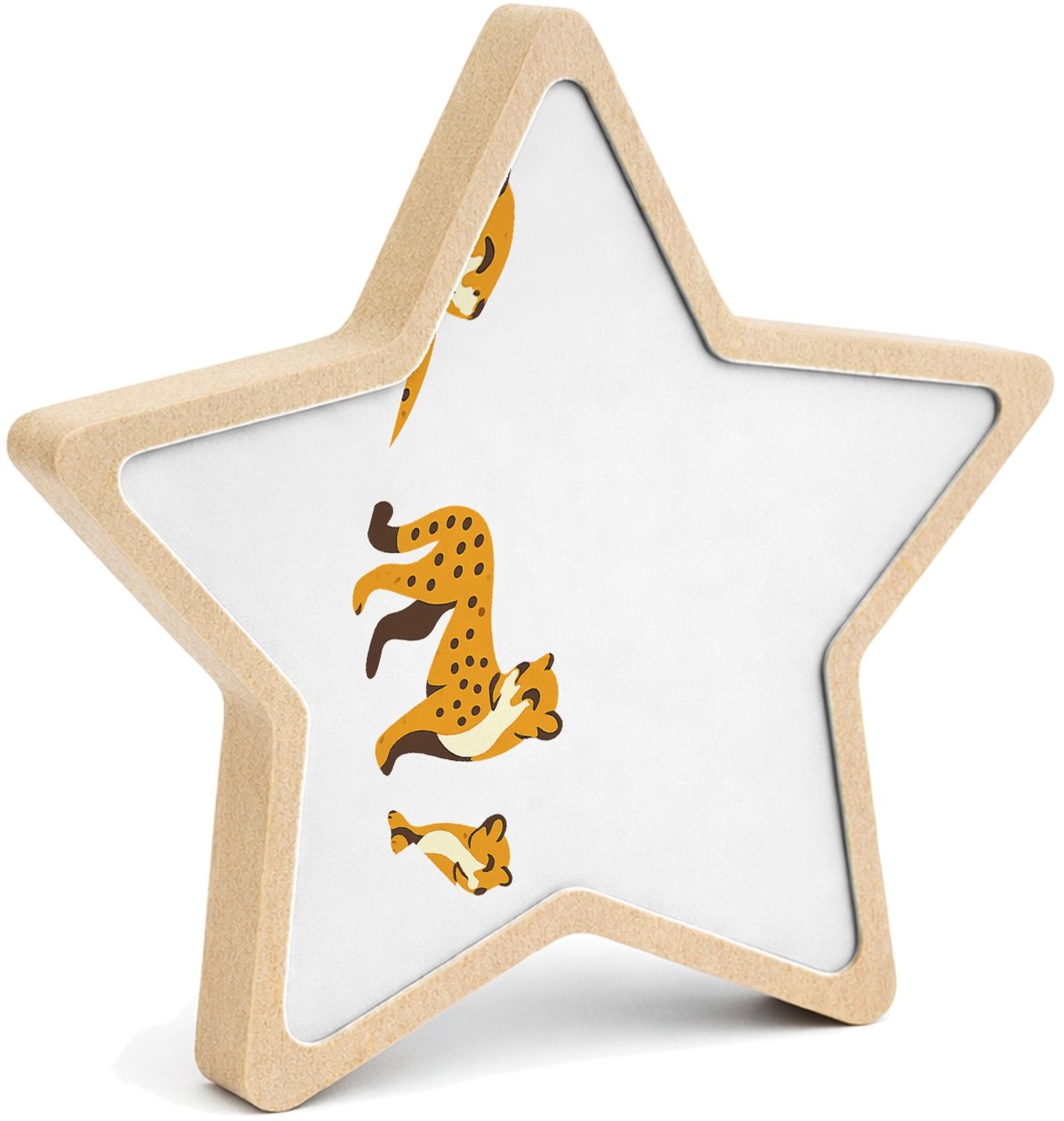 Mr Cadeautjes MDF fotolijst ster 14 x 13,5 - design Een rustige reeks kleine dieren in verschillende poses met v | cadeau Wit