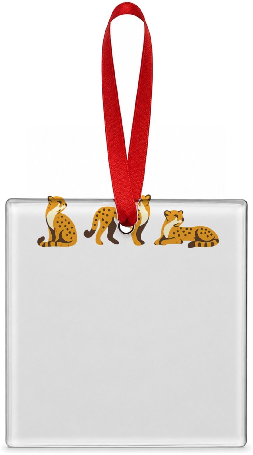 Mr Cadeautjes Glazen tegel vierkant 7,6 cm - design Een rustige reeks kleine dieren in verschillende poses met v | cadeau Wit