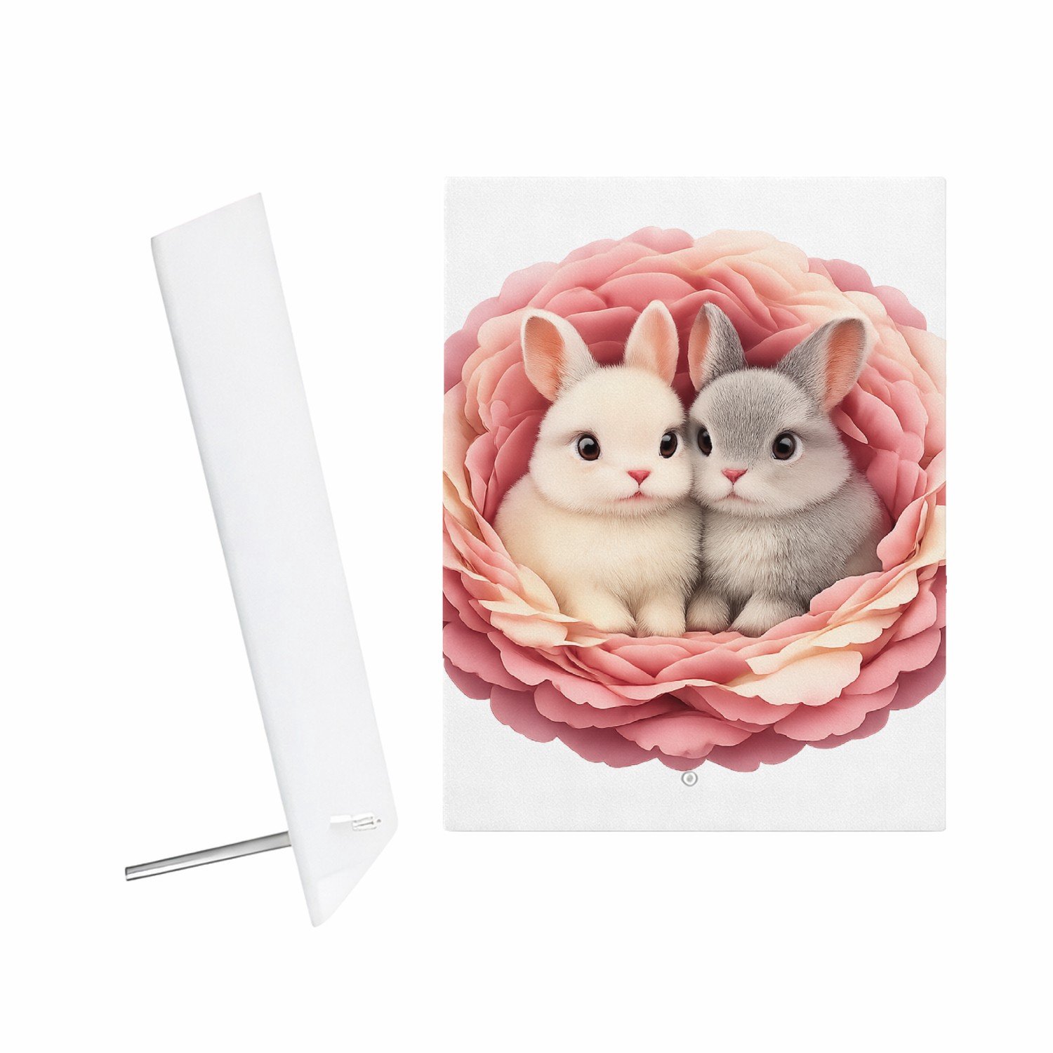 Mr Cadeautjes Glazen fotopaneel Een knusse dierenprint met een vergelijkbaar omlijstend nest - 15 x 20 cm, staand - glas, decoratie, wanddecoratie | cadeau Wit