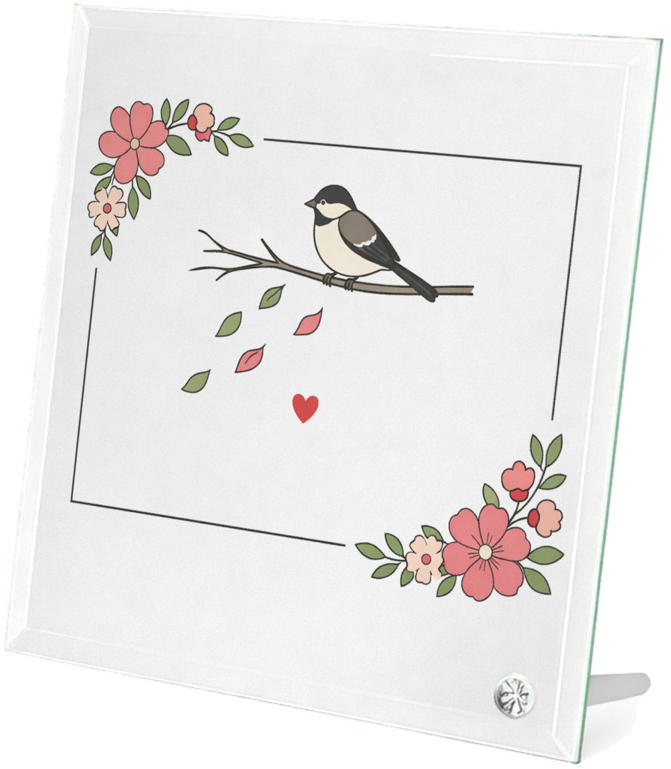 Mr Cadeautjes Glasframe 20 x 20 - design Een minimalistisch herinneringsontwerp met een stil natuurta | cadeau Wit