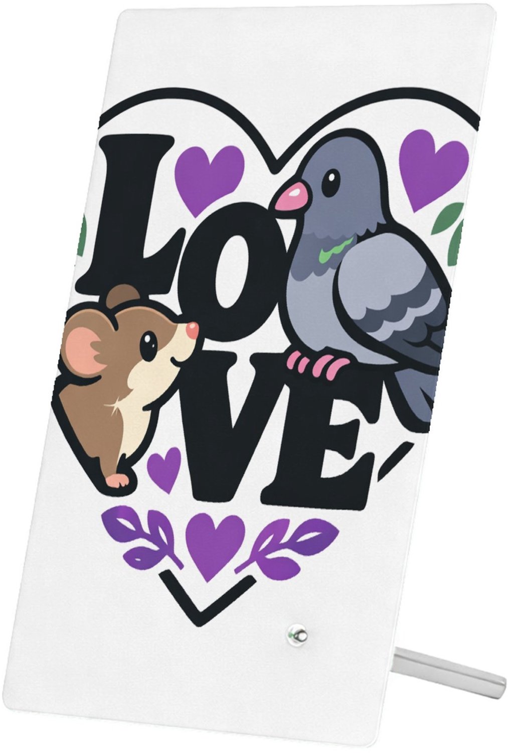 Mr Cadeautjes Glasframe 11 x 16 - design Een romantische maar luchtige dierencombinatie waarbij een v | cadeau Wit