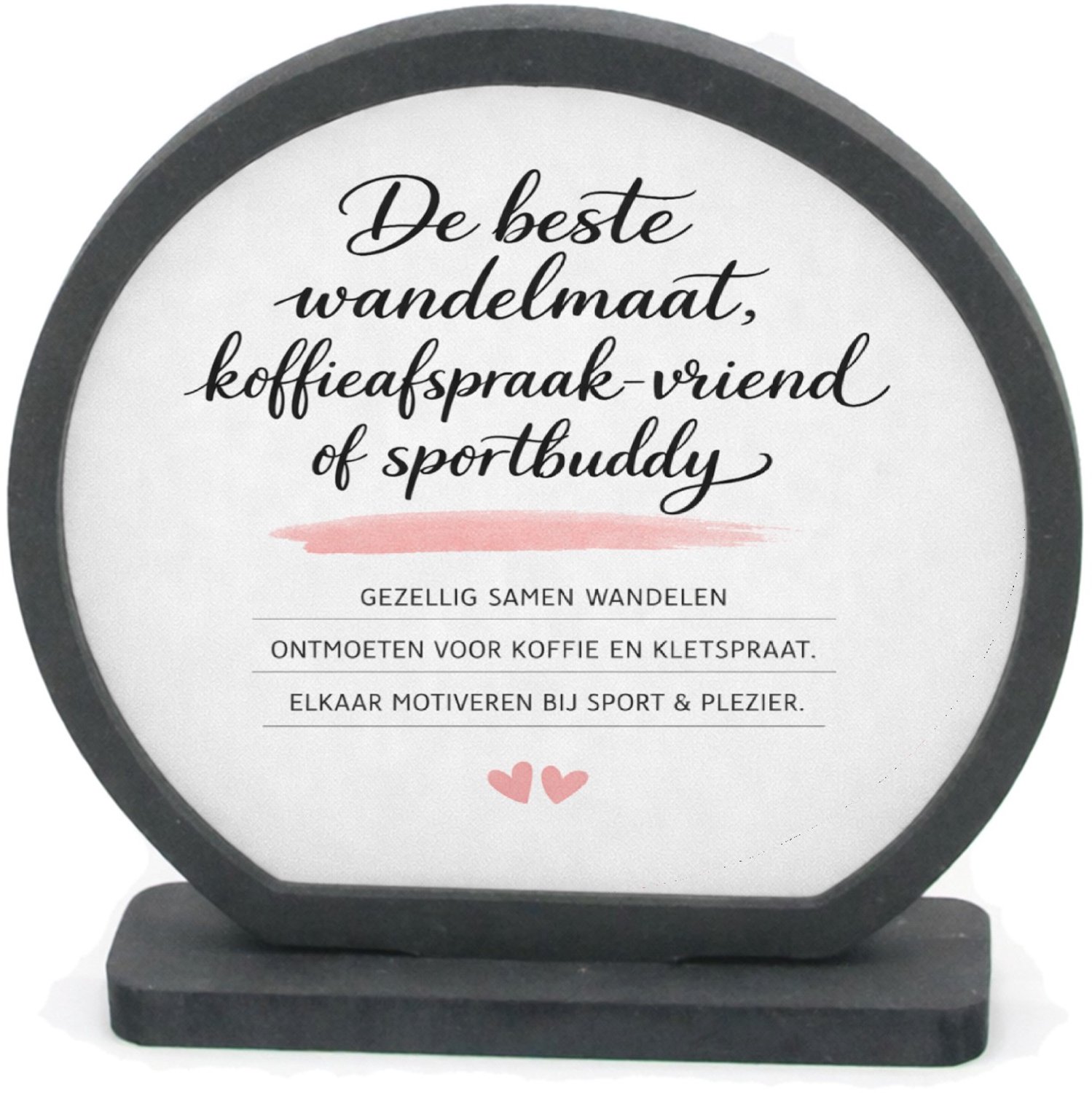 Mr Cadeautjes Houten fotolijst rond met MDF inleg - design Een minimalistische quote-print rond vriendschap buiten het | cadeau Wit