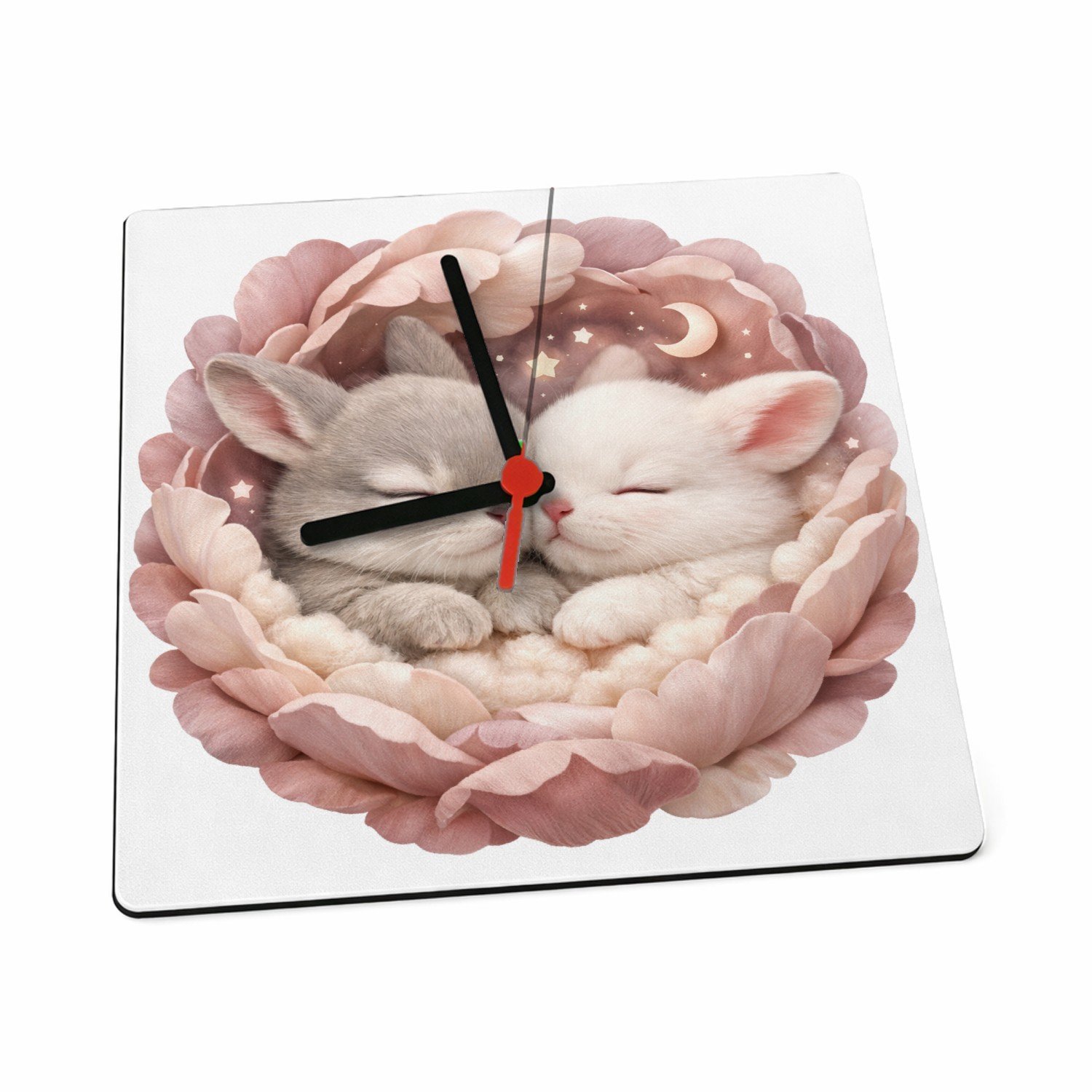 Mr Cadeautjes Klok 19 x 19 - design Een sprookjesachtige close-up met een dierlijk hoofdonderwer | cadeau Wit