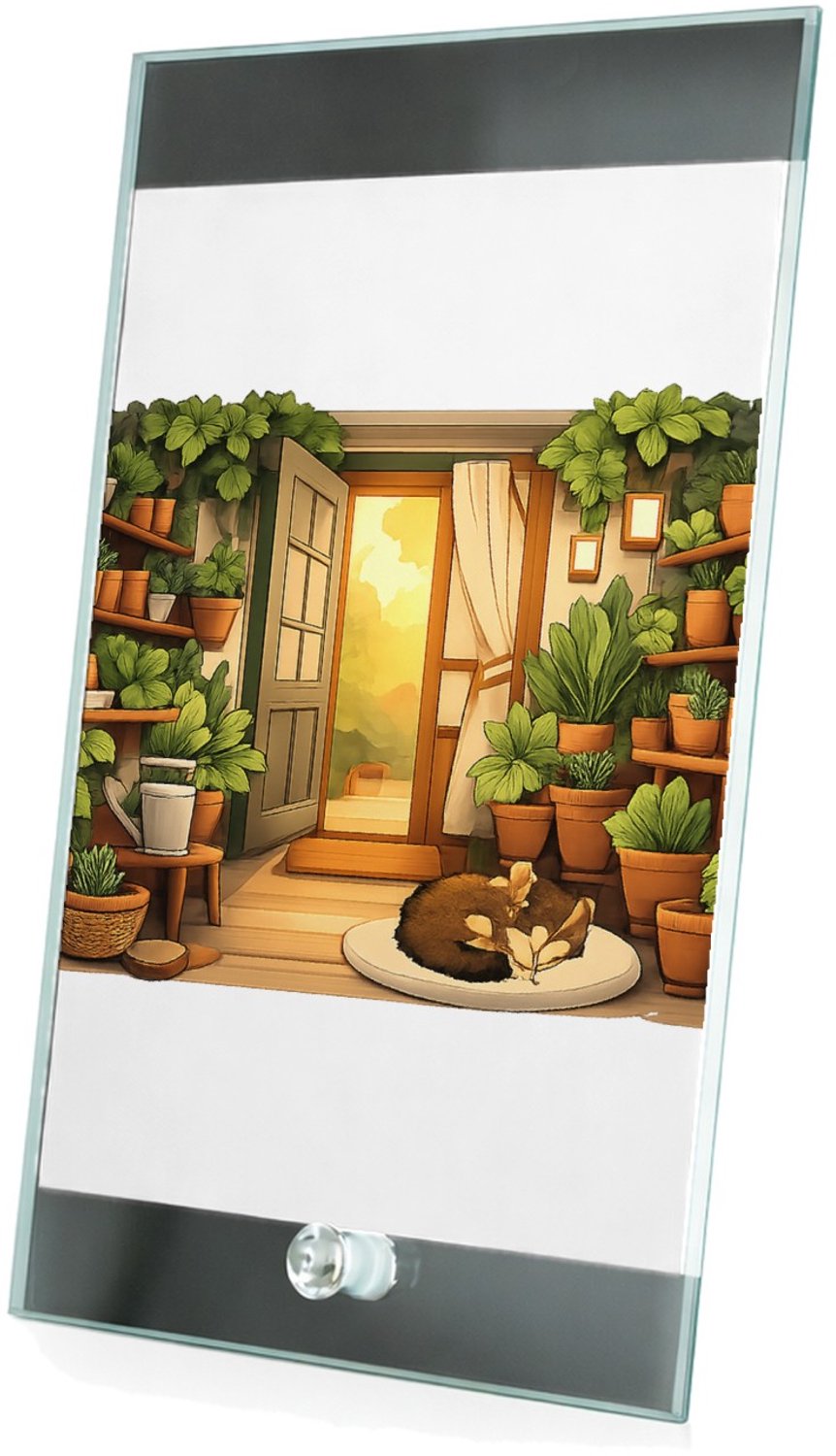 Mr Cadeautjes Glasframe 15 x 23 - design Een serene nachttuin in een serre met maanlicht en zachte mi | cadeau Wit