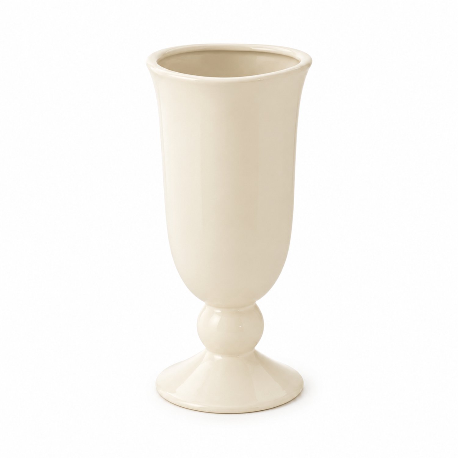 SWGOTA Melkwitte keramische vaas op hoge voet - 20 cm hoog, opening 10 cm breed - decoratie voor hal en eettafel