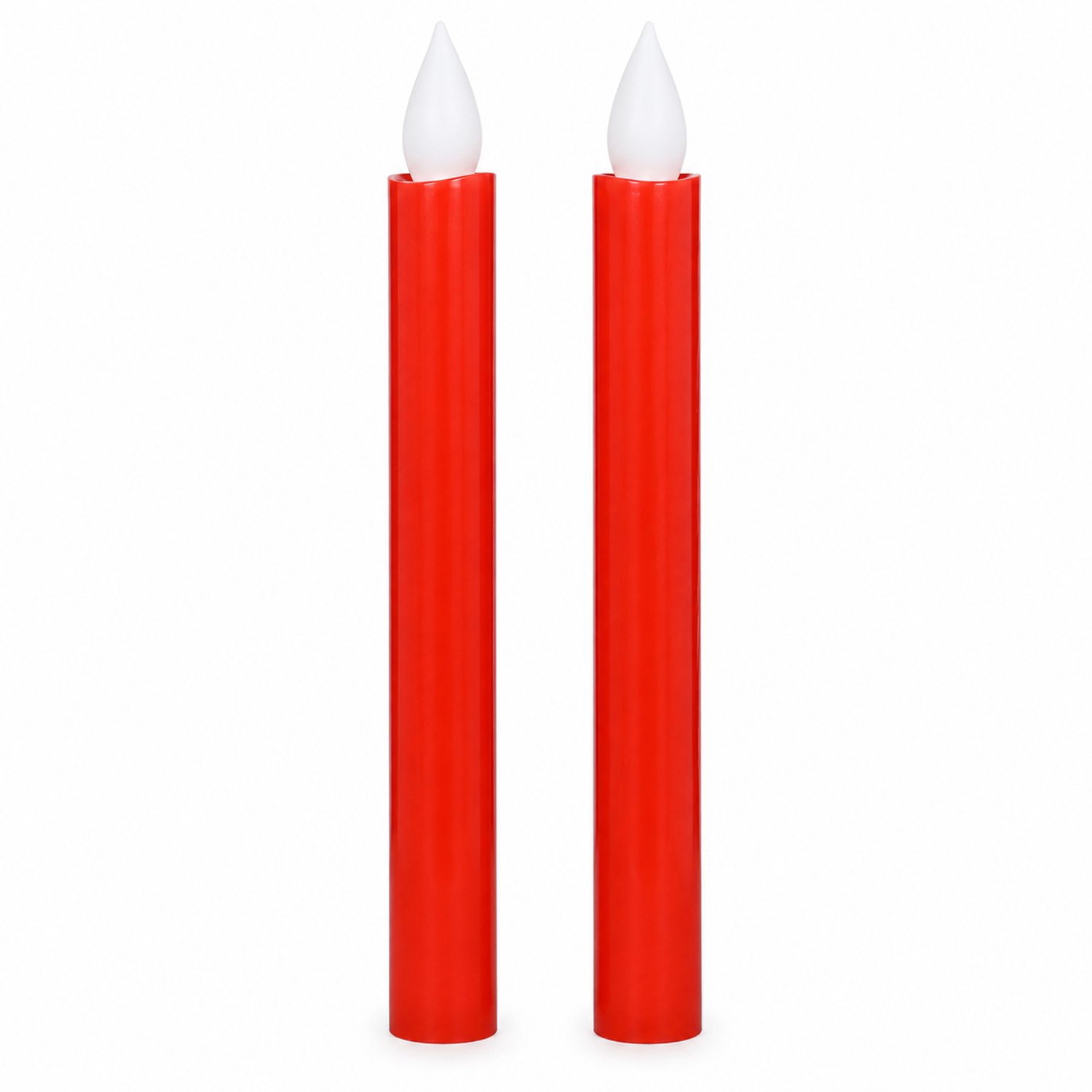 SWGOTA led kaarsen rode elektronische lange staafkaarsen set van 2 cilindrische kunststof 2.2 x 21.2 Rood