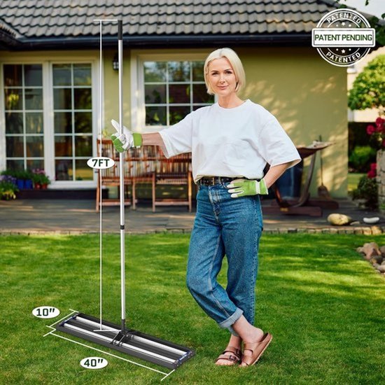 Hark voor gazon - Grashark - Hark voor de tuin - Hark om te nivelleren - Topdressing - Zand verspreiden - Tuinonderhoud - Gazon vlak maken - RVS - Ergonomisch — afbeelding 3