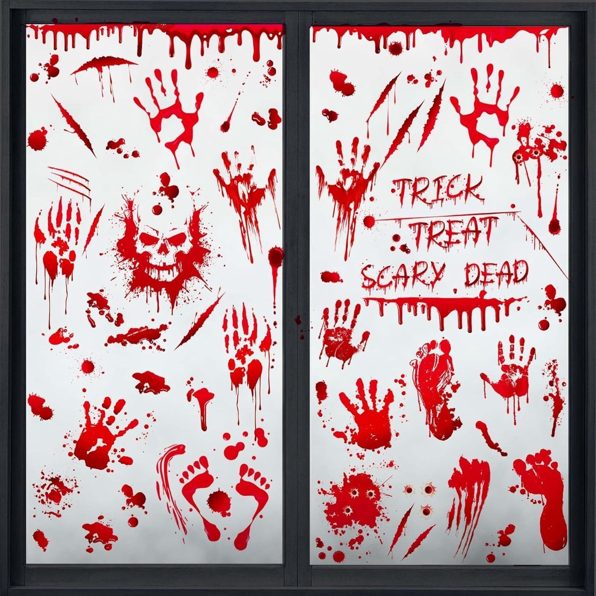 Halloween raamdecoratie - 95 zelfklevende stickers met bloederige afdrukken