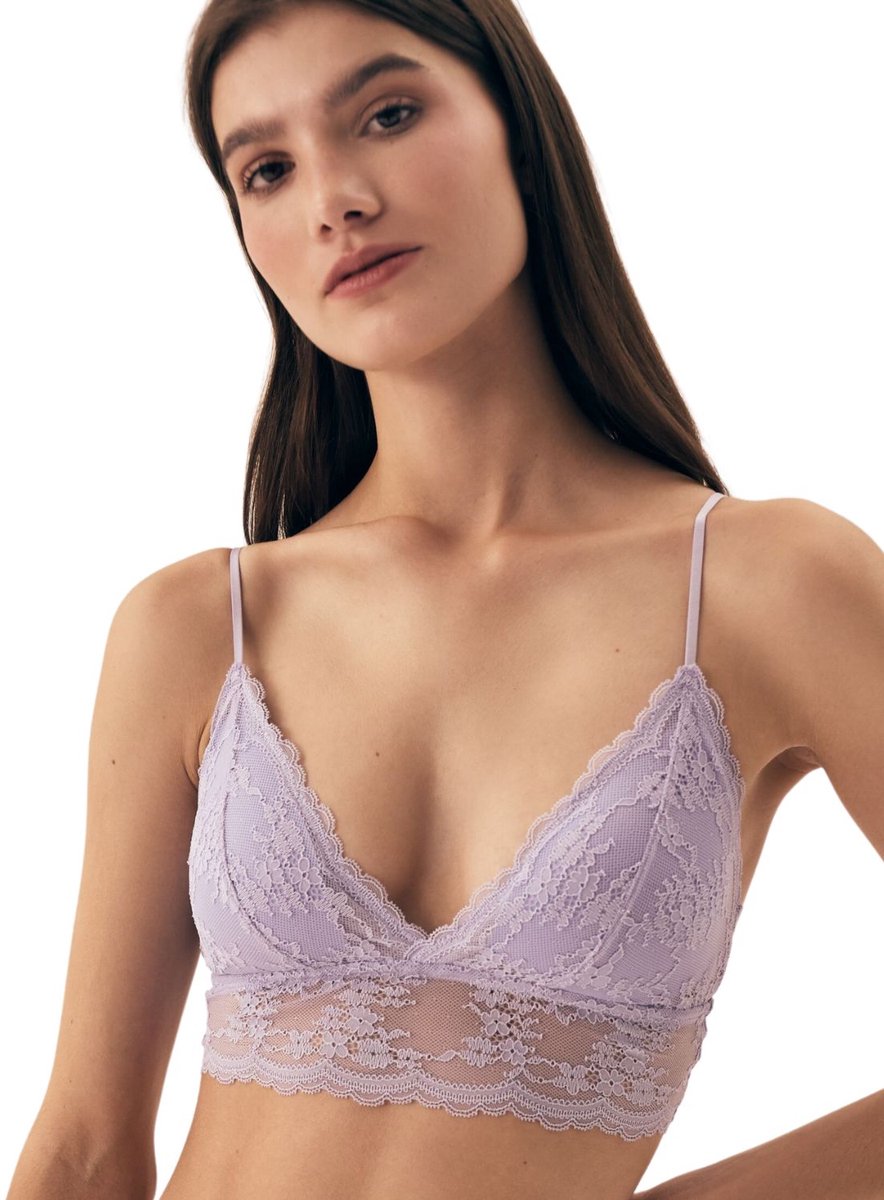 Bloovii Sydney - Bralette - Lavendelkleurig - Verstevigd - Bloemenkant