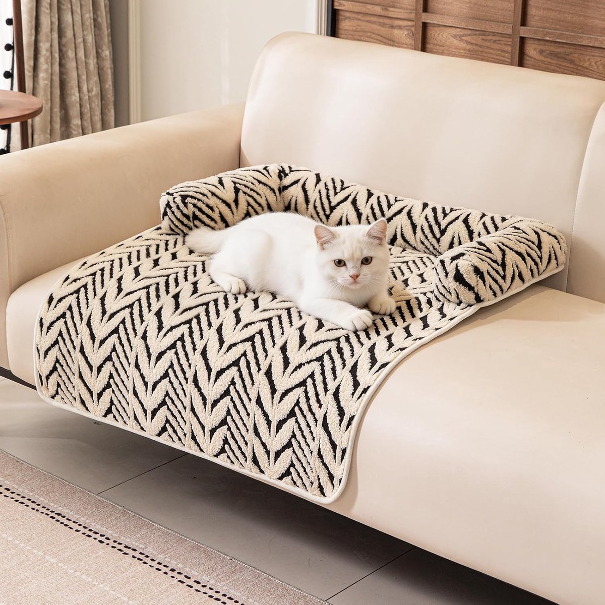YAGXIG Rustgevend hondenmatras - Huisdiermat/Kat/Hondenmat - Antislip hondenbed/Hondenmand - Met nek- en hoofdsteun - Geschikt voor kleine en middelgrote honden en katten - Antislip en machinewasbaar - 80 x 60 cm - Zwart