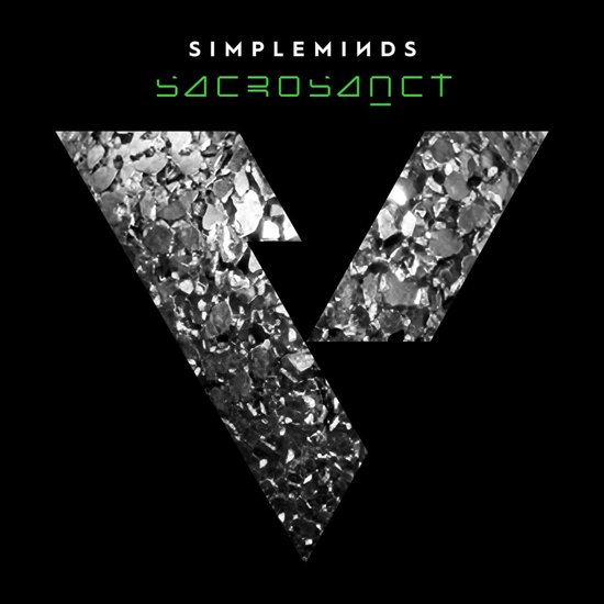 Pochette d'album Simple Minds - Sacrosanct avec un V scintillant.