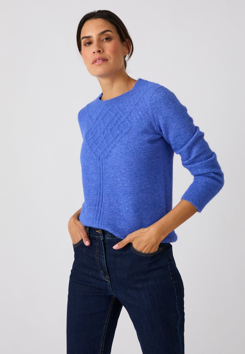 Damart - Thermolactyl fantasiegebreide trui - Dames - Blauw - XS