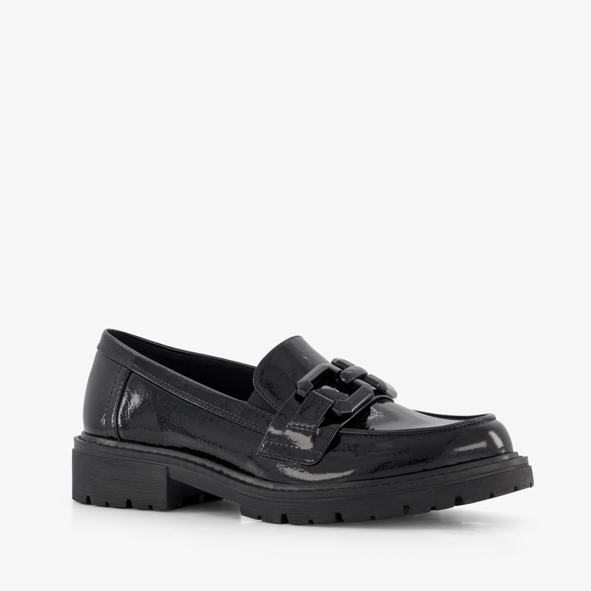 Softline dames lak loafers zwart - Maat 40 - Uitneembare zool