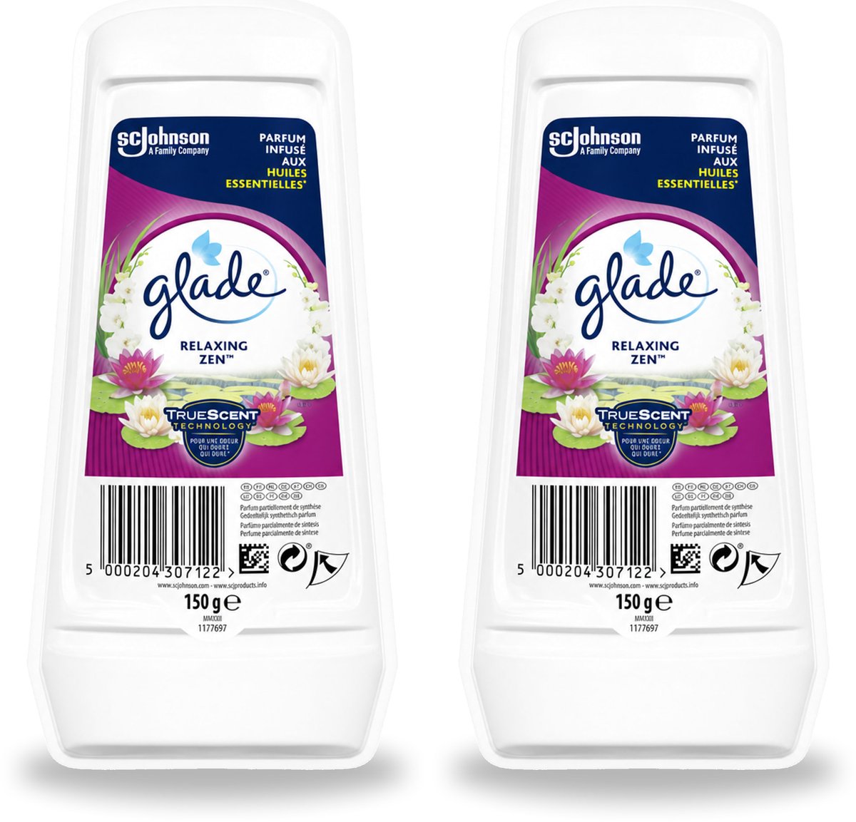 2 x Glade – Luchtverfrisser Gel – Relaxing Zen – 150 g - Voordeelverpakking - 2 stuks
