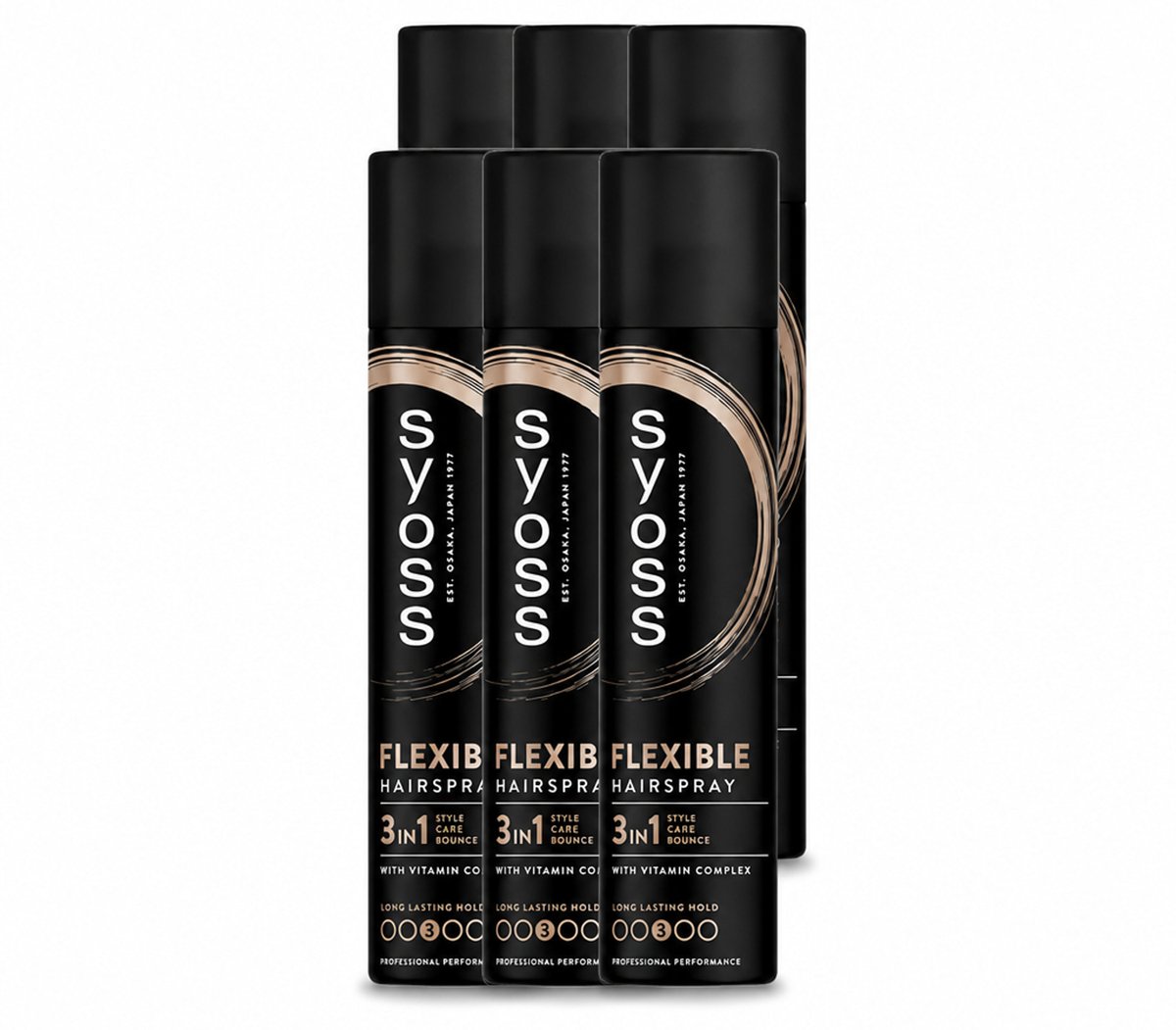 6 x Syoss - Hold & Flex - Haarspray - Flexibele Fixatie - 300 ml - Voordeelverpakking - 6 stuks