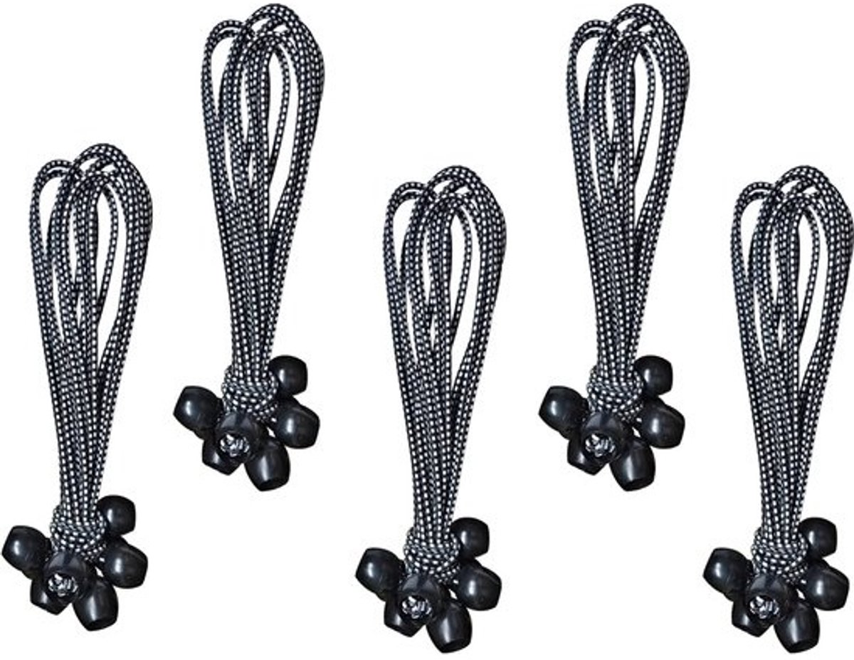 Spanrubbers met kogel 15 cm, zeilspanners met kogel, 50 stuks, rubberen spanner voor tenten, dekzeilen, paviljoenen, zwart