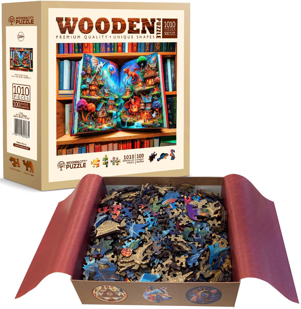 Houten Legpuzzel voor Volwassenen – 1000 Stukjes – Fantasy Draak – Unieke Puzzelvormen – 54 x 39,5 cm