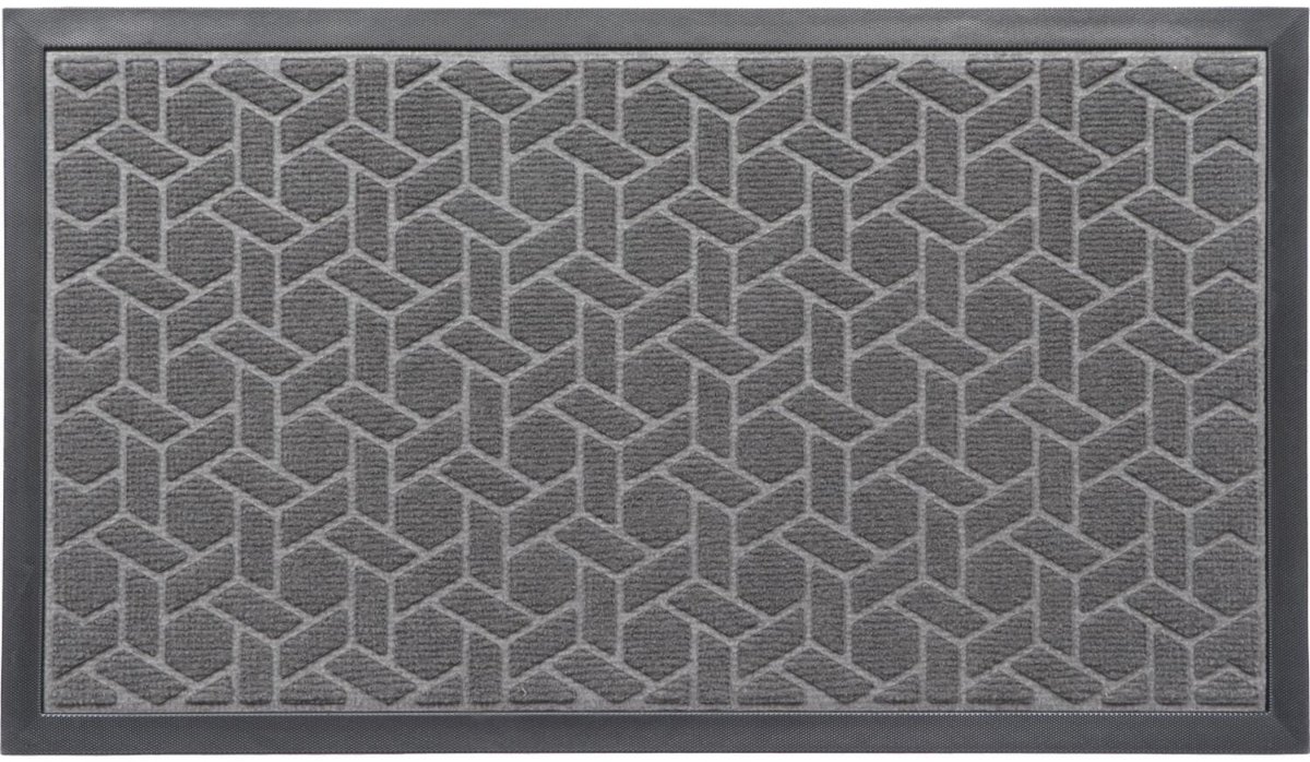 Luance Deurmat Cubique - polyester - grijs - 43 x 75 cm - deurmat binnen
