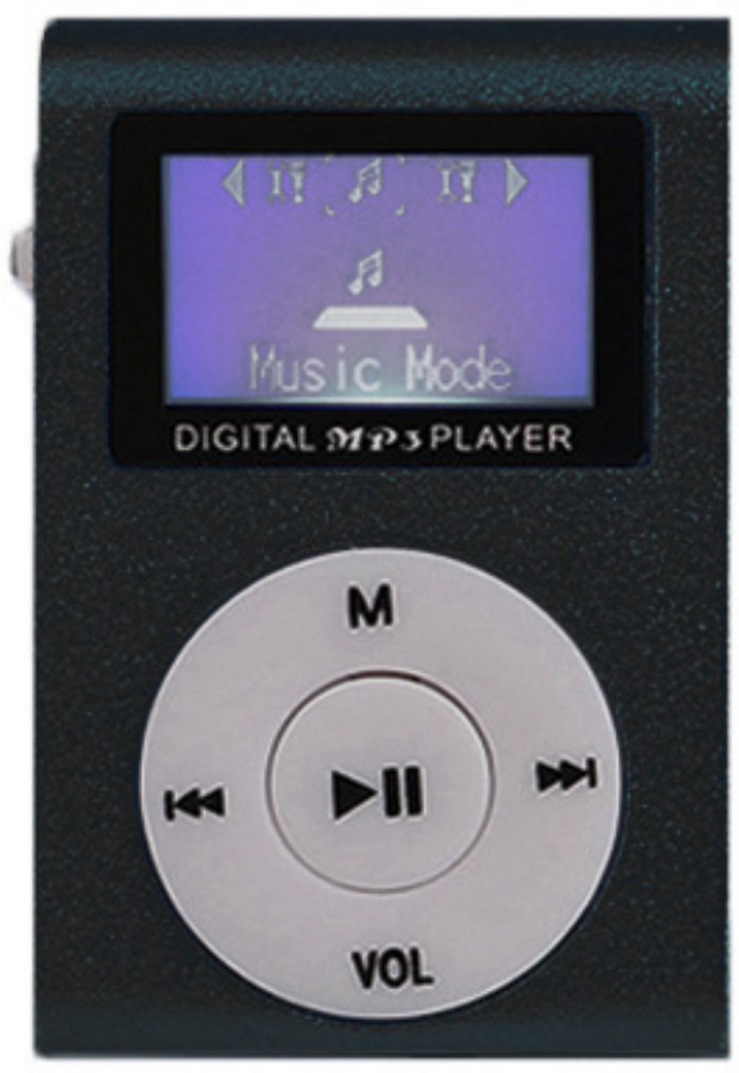 Mini-mp3-speler – met sportclip – lcd-scherm – TF-kaartslot – ondersteunt geheugenkaart tot 32 GB – inclusief USB-kabel – geschikt voor hardlopen, lezen,huishoudelijke klusjes – zwart