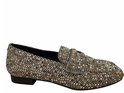 Bruine La Strada loafer met pied-de-poule patroon en glinsterende steentjes.
