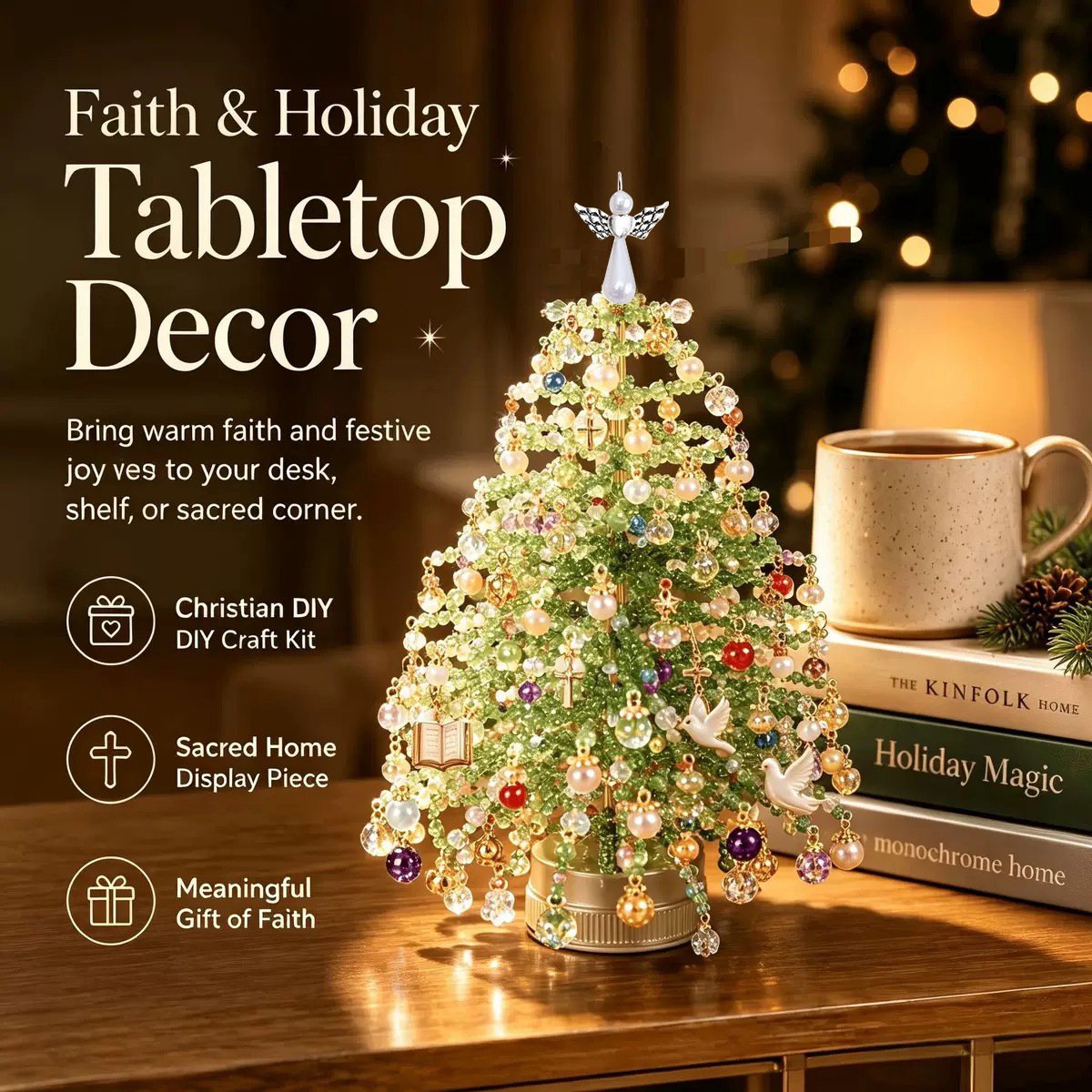 DIY Kerstboomset van kralen - 3D Kristal Kralen Feestknutselset - Kerstdecoratie - Vakantieproject - Warme Gloed Tafeldecoratie - Kerstboomproject - Eenvoudig - Ideaal voor decoratie en als cadeau - Complete Alles-in-één Set - Kerstboom -A003