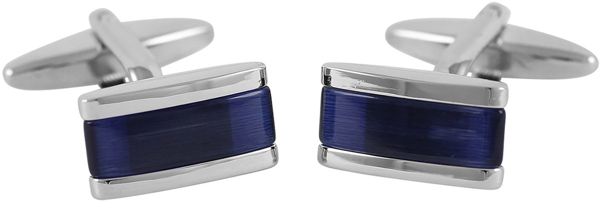 LINDENMANN heren manchetknopen cats-eye - zilverkleurig