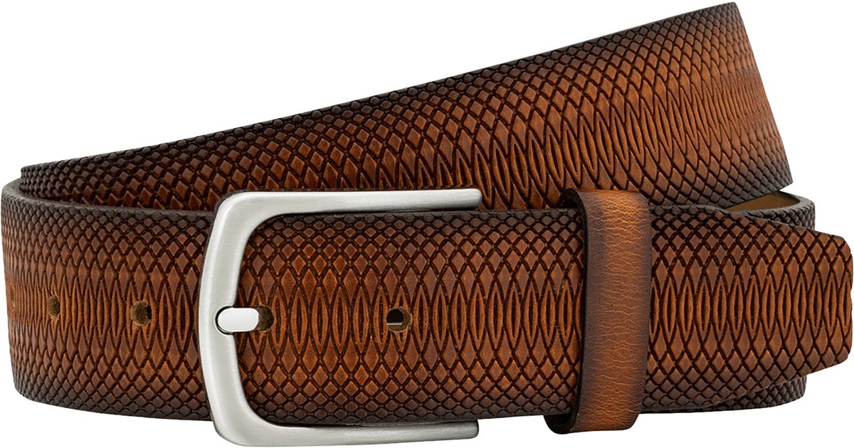 LINDENMANN leren heren riem - cognac