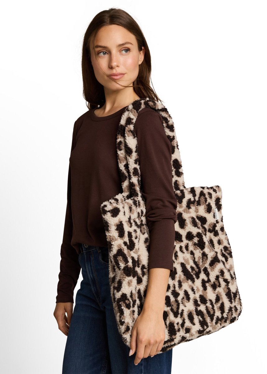 Tom Tailor - Teddy-tas met luipaardprint - Maat ONESIZE - beige java brown leo print
