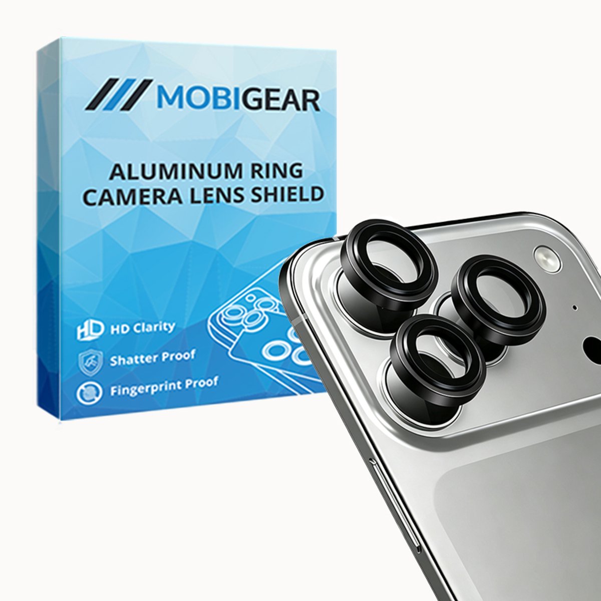 Mobigear Screenprotector geschikt voor Apple iPhone 18 Pro Max Glazen | Mobigear Single Lens Camera Lens Protector - Case Friendly - Zwart
