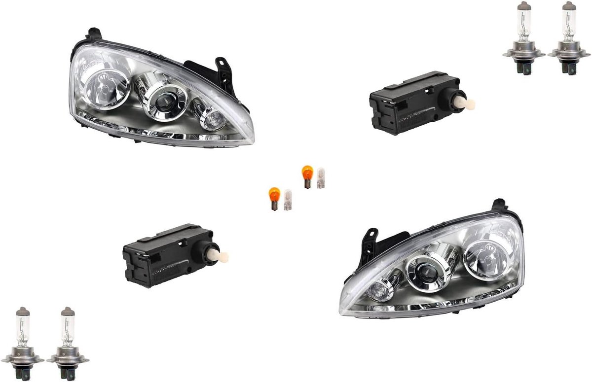Koplampen geschikt voor Opel Corsa C Links Rechts m Servomotoren + lampen