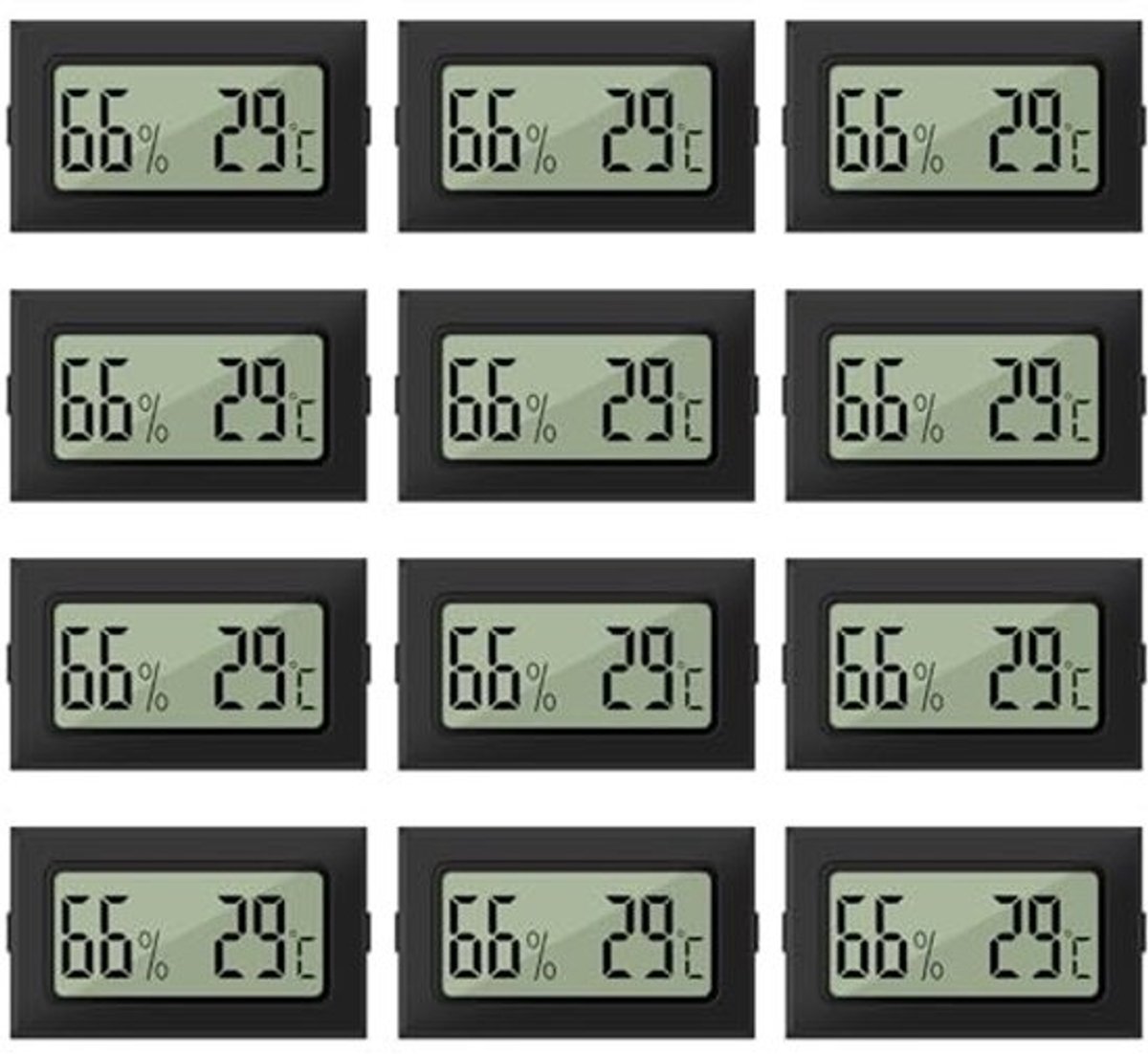 Mini Hygrometer en Thermometer Set - 12 Stuks - LCD Digitale Temperatuur- en Luchtvochtigheidsmeter voor Binnengebruik