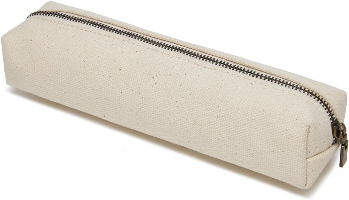 【YONBEN】Canvas etui cartuchera multifuncional kawaii multifunctionele canvas etui met ritssluiting (Beige, S)