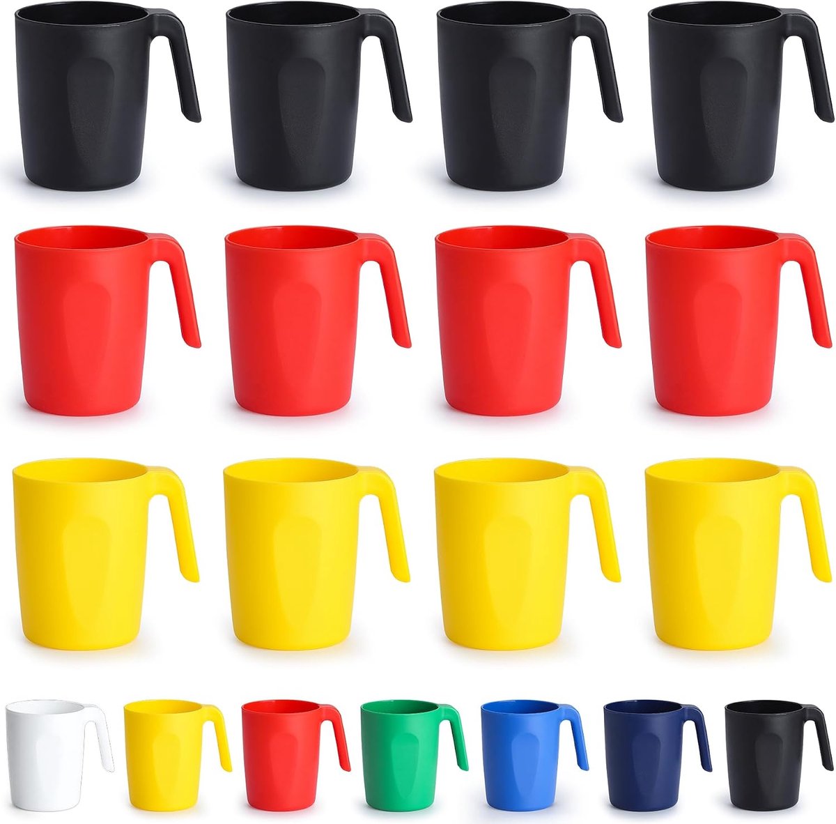 Plastic Mokken Set 12 Stuks, Onbreekbaar en Herbruikbaar Lichtgewicht Reizen Koffiemokken Espresso Cups Gemakkelijk mee te nemen en schoon te maken Magnetronbestendig, Afwasmachinebestendig