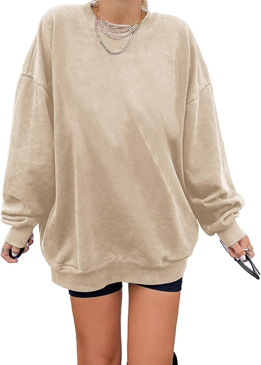 Angeles Sweatshirt voor dames, oversized, lange mouwen, ronde hals, basic, losse tops, zonder capuchon, tieners, vintage bovenstuk, shirts