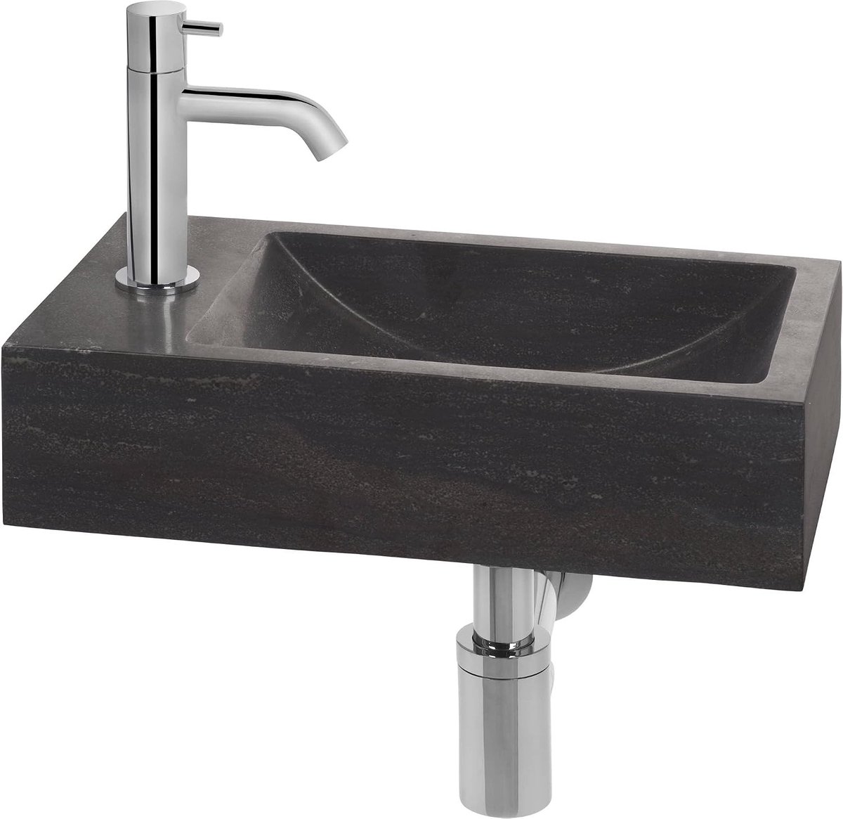 Collection fonteinset met chromen kraan links natuursteen