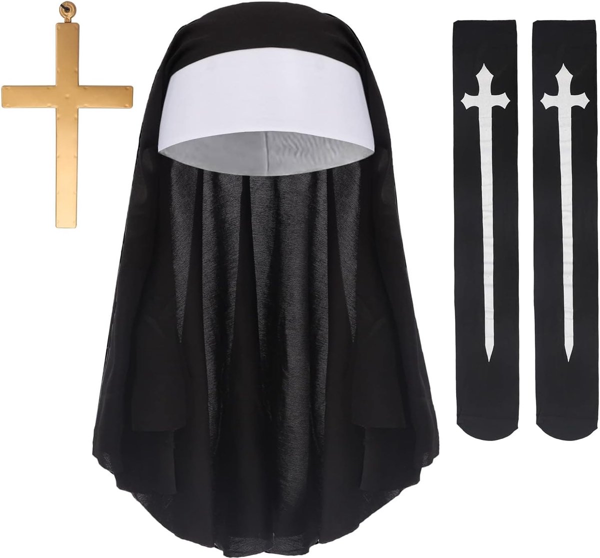 Kostuum accessoireset, nonnenkostuum dames accessoires, Halloween kostuum The Nun voor Halloween dames nonnen rollenspel