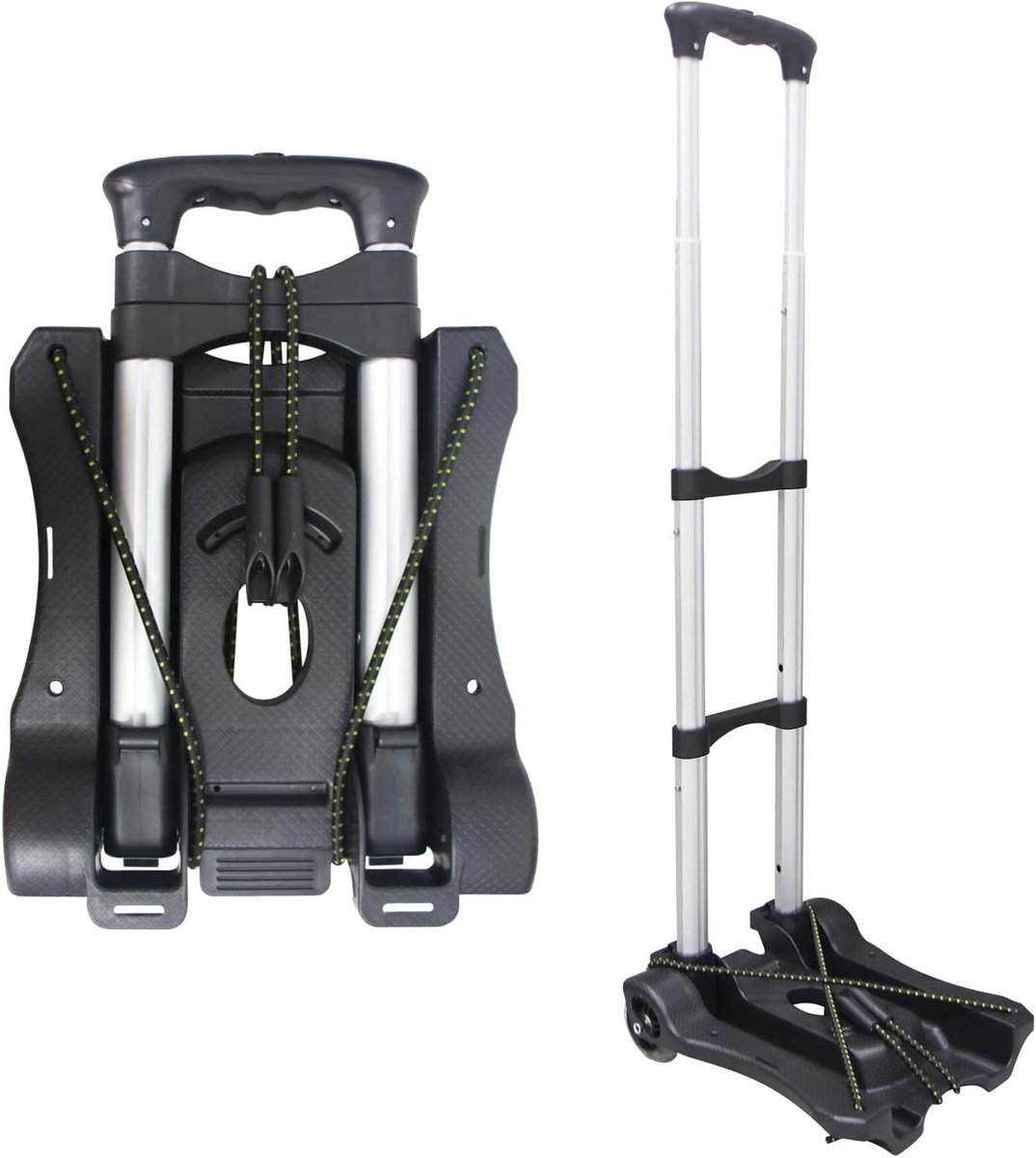 Opvouwbare handwagen en dolly, 50 kg, lichte draagbare bagagetrolley voor school, reizen, kantoor, verhuizing (zwart)
