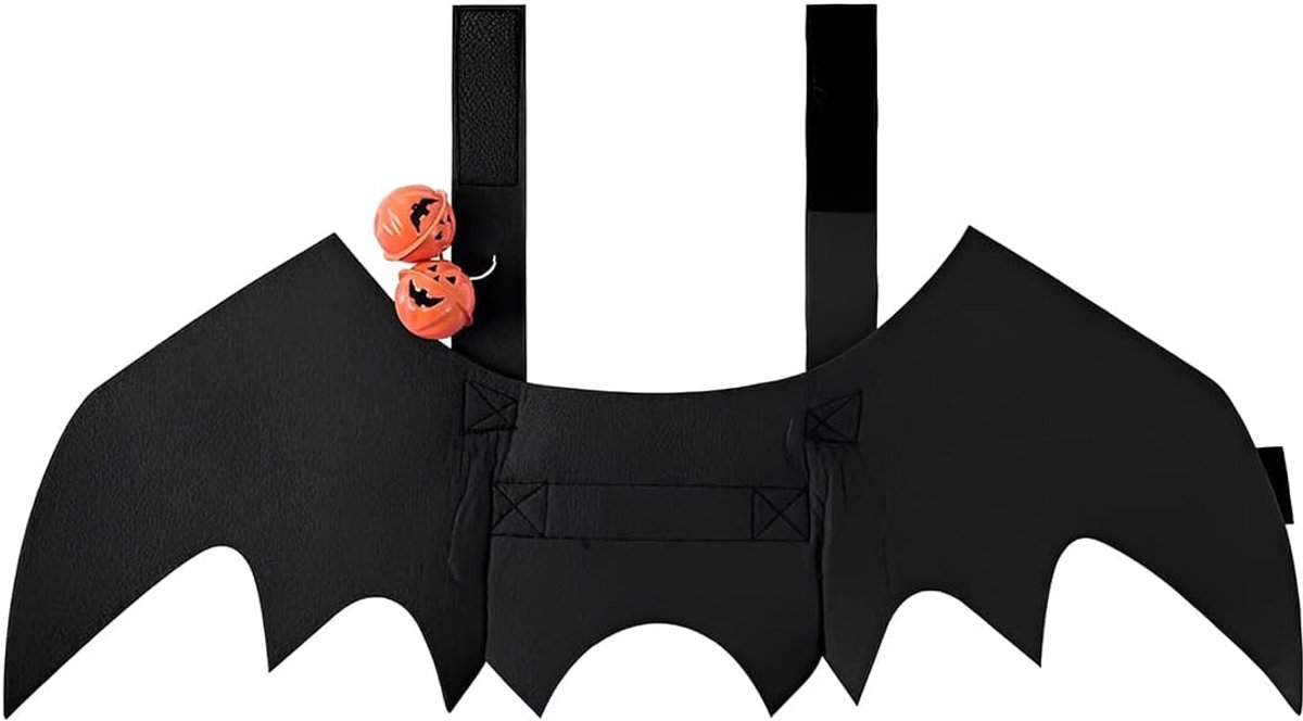 Halloweenkostuum,Hondenvleugels,Hondenkostuum Met Vleermuisvleugels,Honden- En Pompoenbellen,Perfect Voor Huisdierfeestjes En Rollenspellen,Halloween