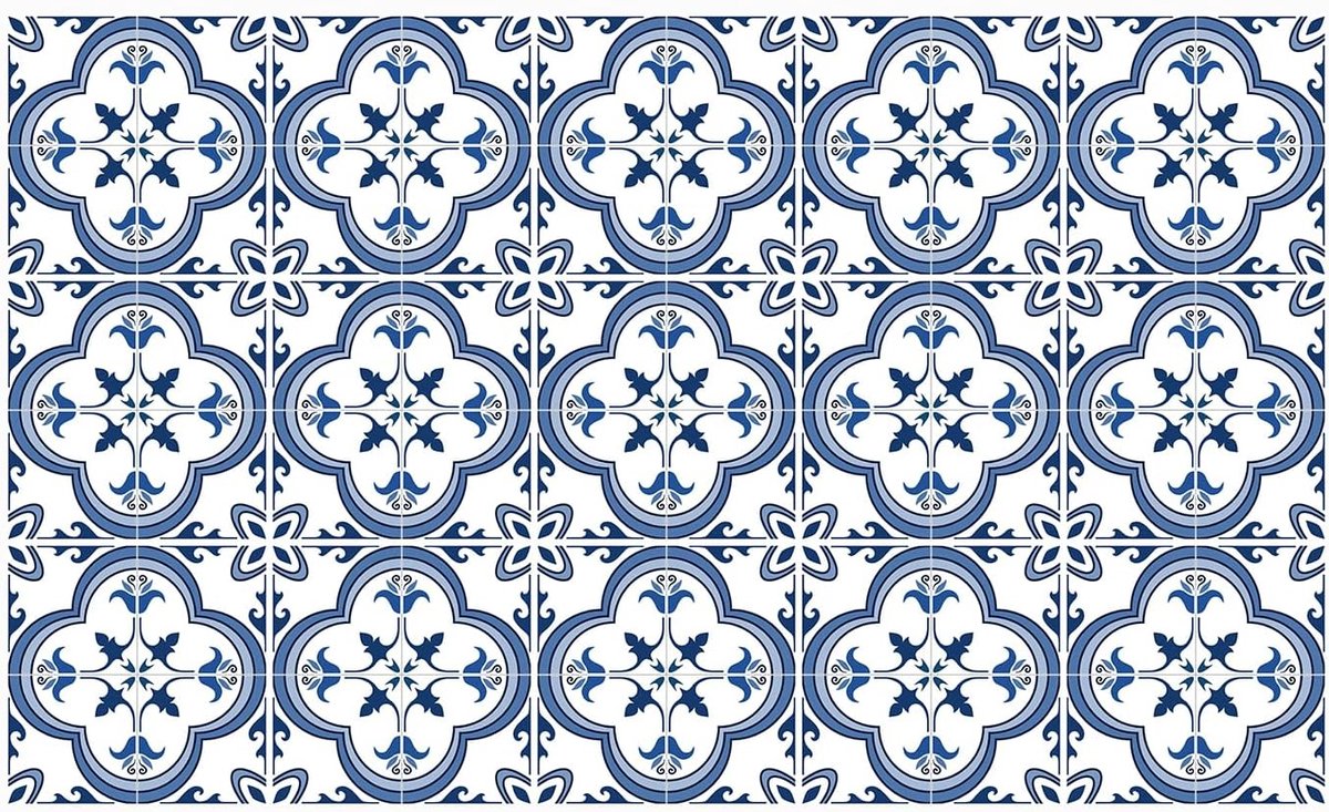 Decoratie Sticker Tegels - Blauw Wit Mandala Achterwand Accessoire - 15x15 cm - 15 stuks Zelfklevende Plakfolie Tegelstickers - Achterwand Badkamer - Keuken - Plaktegels Zelfklevend