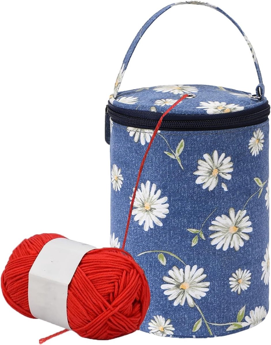 Garen opbergtas - Blauw - 12,5 x 19 cm - Waterdichte Kleine Tas met Handgreep - Voor Breien en Haken