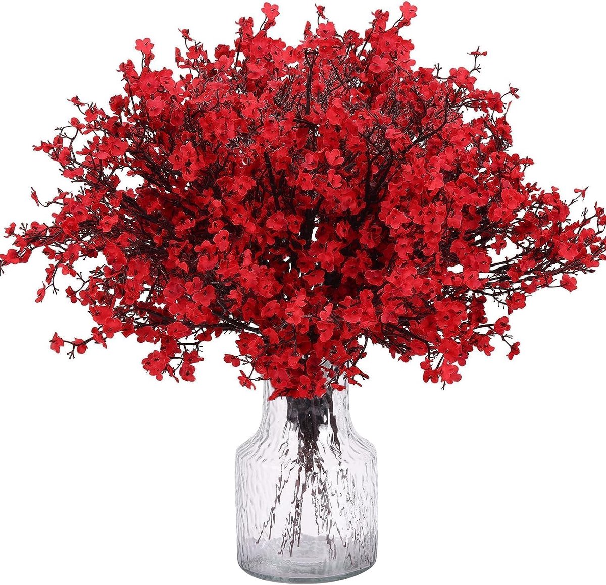 Kunstkersenbloesem, 3 stuks, 50 cm, voor thuis, bruiloft, feest, kantoor, balkon en tuin (rood)