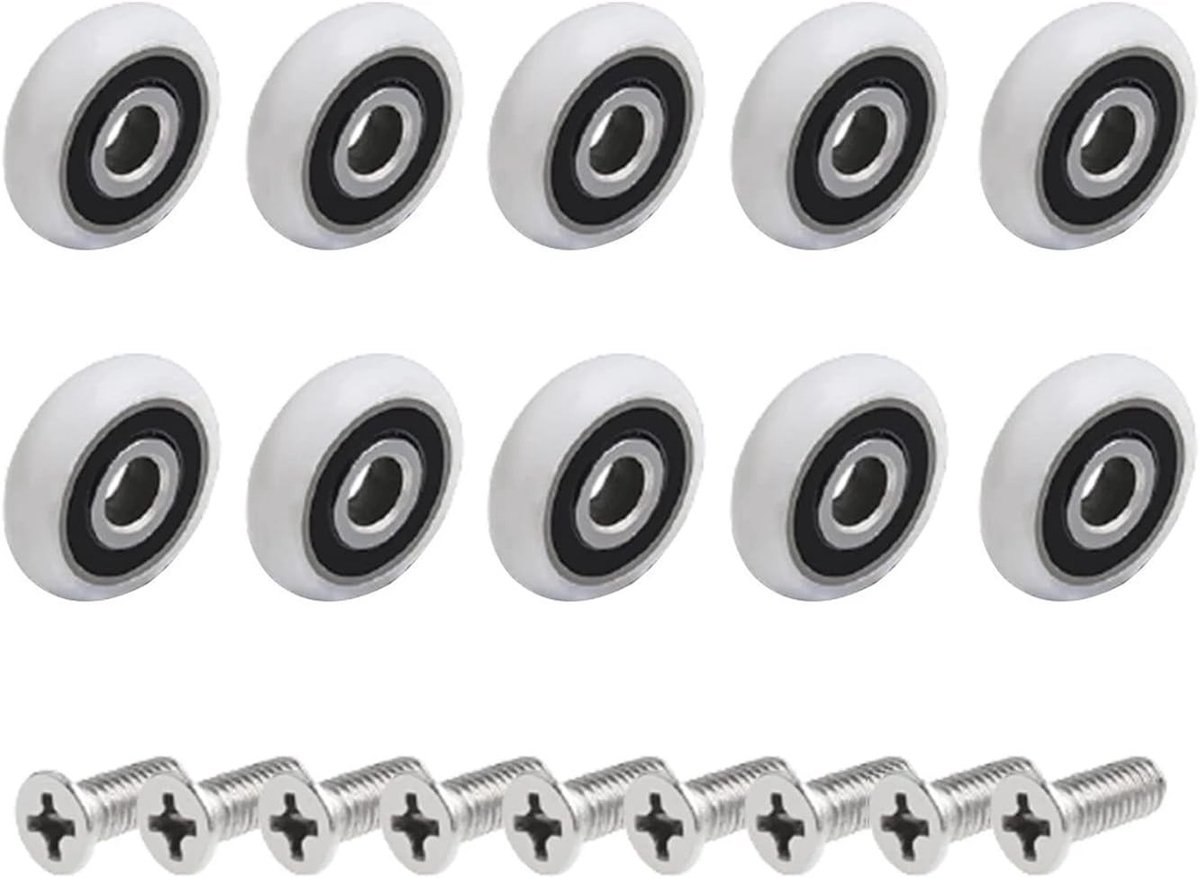 Douchecabine wieltjes - Kunststof - 23 mm - Vervangende rolletjes met schroeven voor schuifdeuren