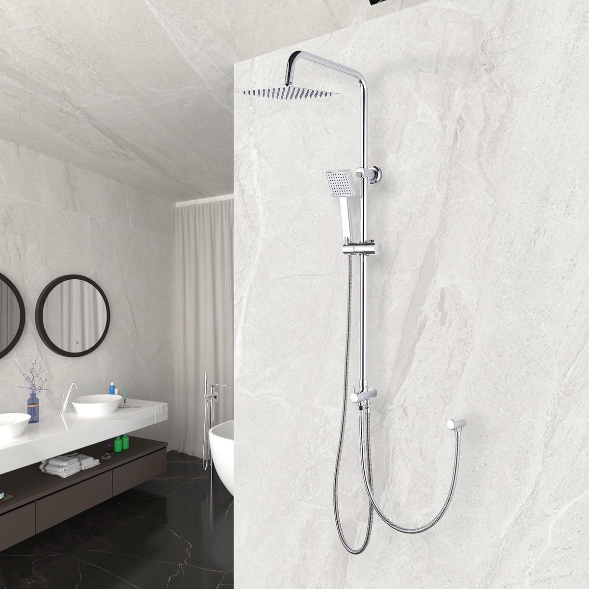 Douchepaneel - RVS - 95 cm - Regendouche met Handdouche - Zonder Mengkraan