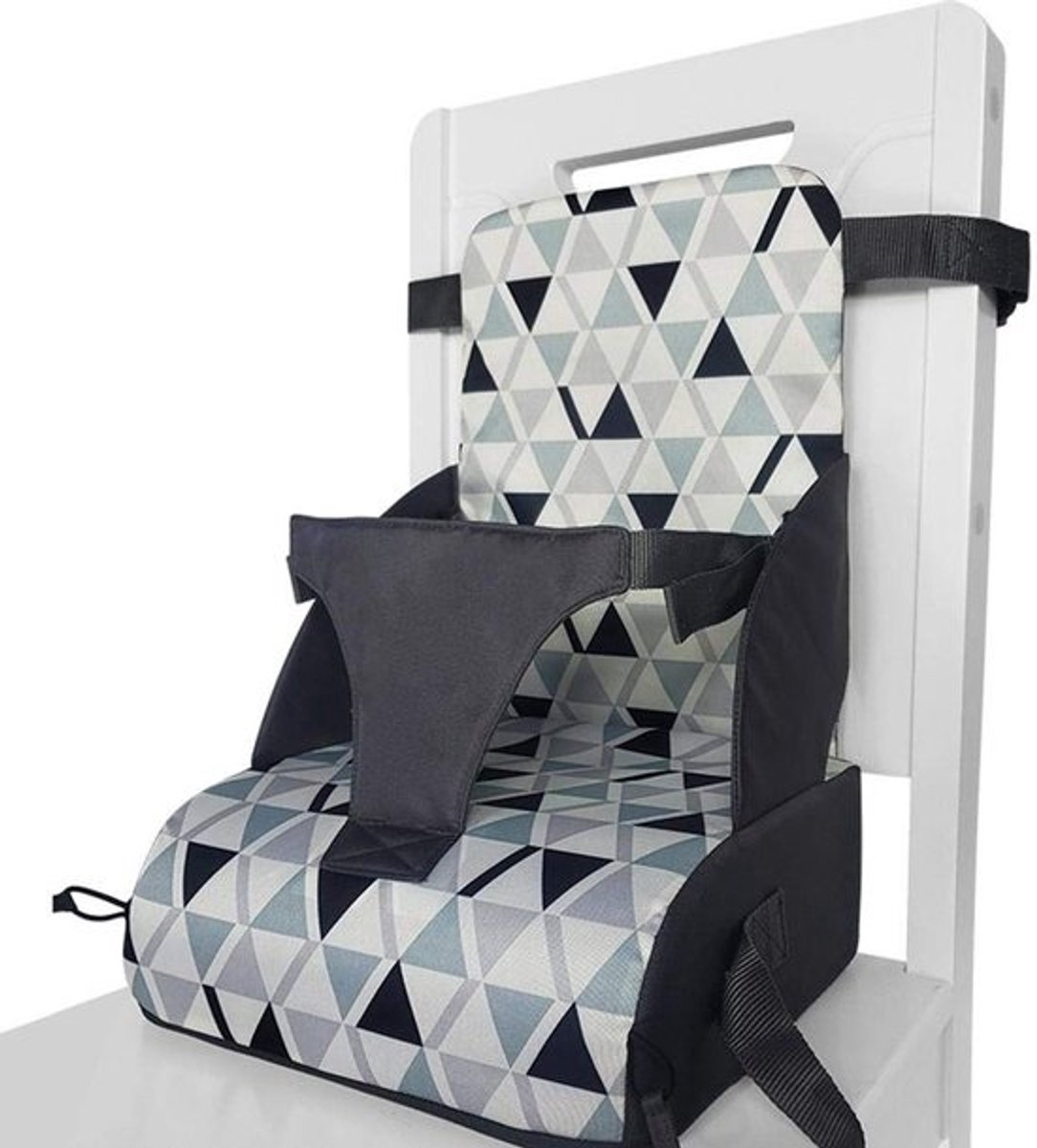 Dailygoods- Verstelbare stoelverhoger - Polyestervezel en spons - 29x44x26 cm - Kussendikte van 11 cm - Voor kinderen van 6 maanden tot 3 jaar - Bevestiging aan eetkamerstoel - Verhoger